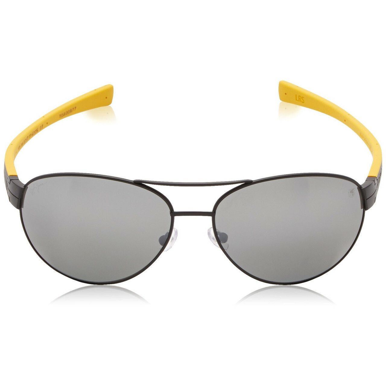 TAG Heuer LRS 0253 111 Black and Yellow Aviator Sunglasses with Polarized Grey Lenses, showcasing a sleek design and high-quality craftsmanship.